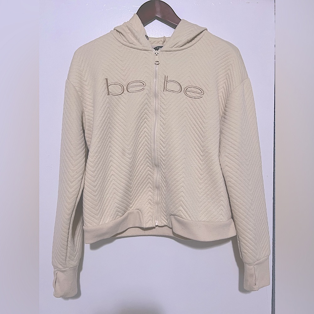 Beige bebe zip up hoodie